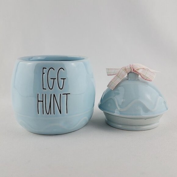 Rae Dunn Egg Shaped Ceramic Canister Baby Blue EGG HUNT - Picture 5 of 10